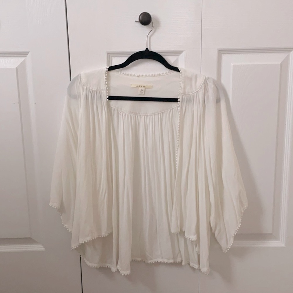 Ivory Pom Lightweight Cardigan.